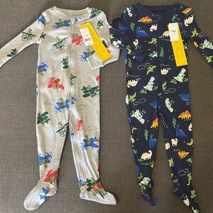 Dip Kids Dinosaur Print Footies - Gray and Navy